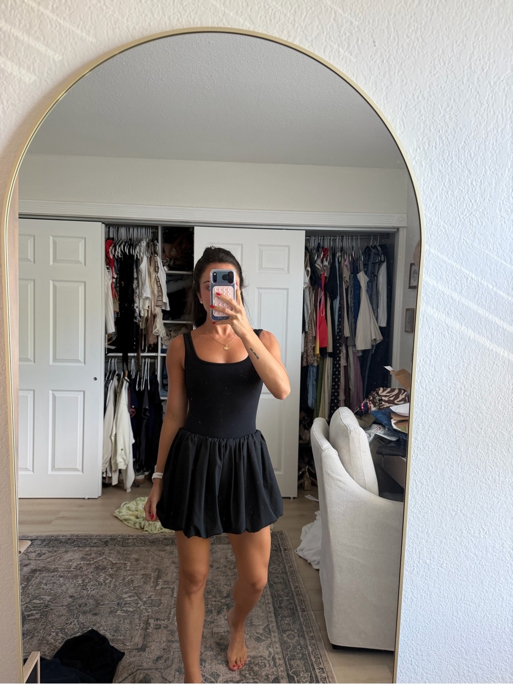 Bubble Hem Athletic Mini Dress